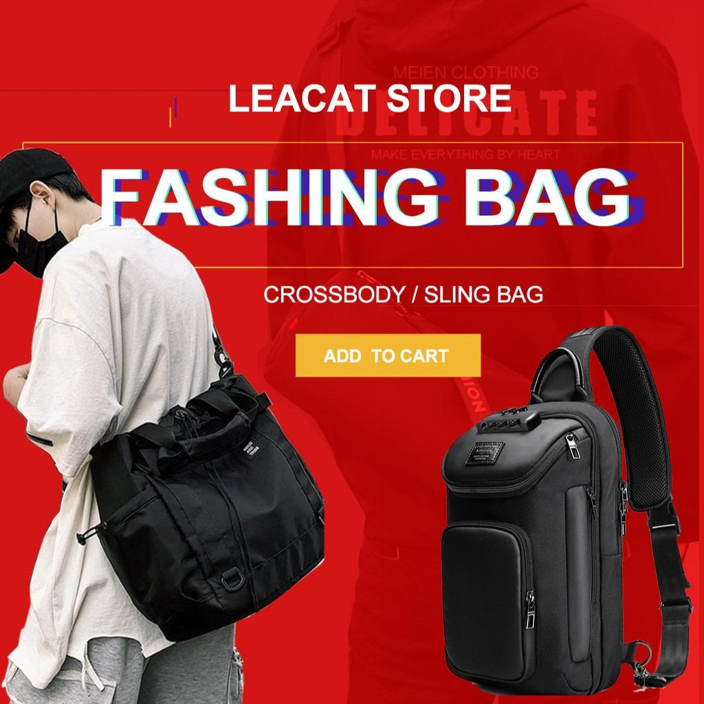 Leacat 3 in 1 bag Men Crossbody Bag Large Capacity Messenger Bag Street  Trendy Tactical Shoulder Bags Military Hip Hop Streetwear Bag 123