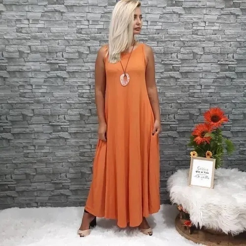 Comprar Vestido Maxi Longo de Alcinha com Decote Franzido - Raquel Moda  Atual