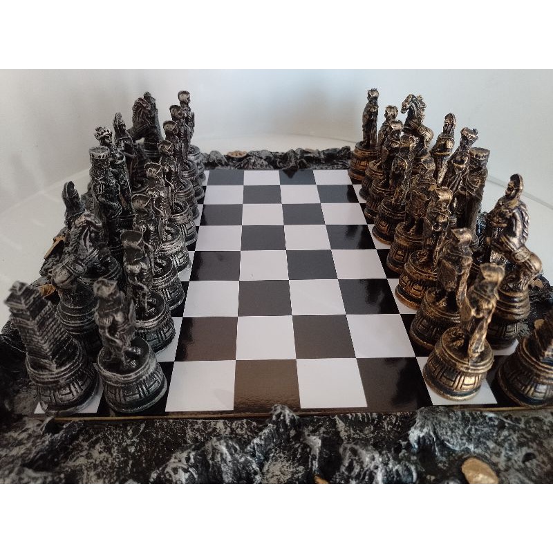 jogo de xadrez temático medieval Romano modelo 1,caixa de madeira
