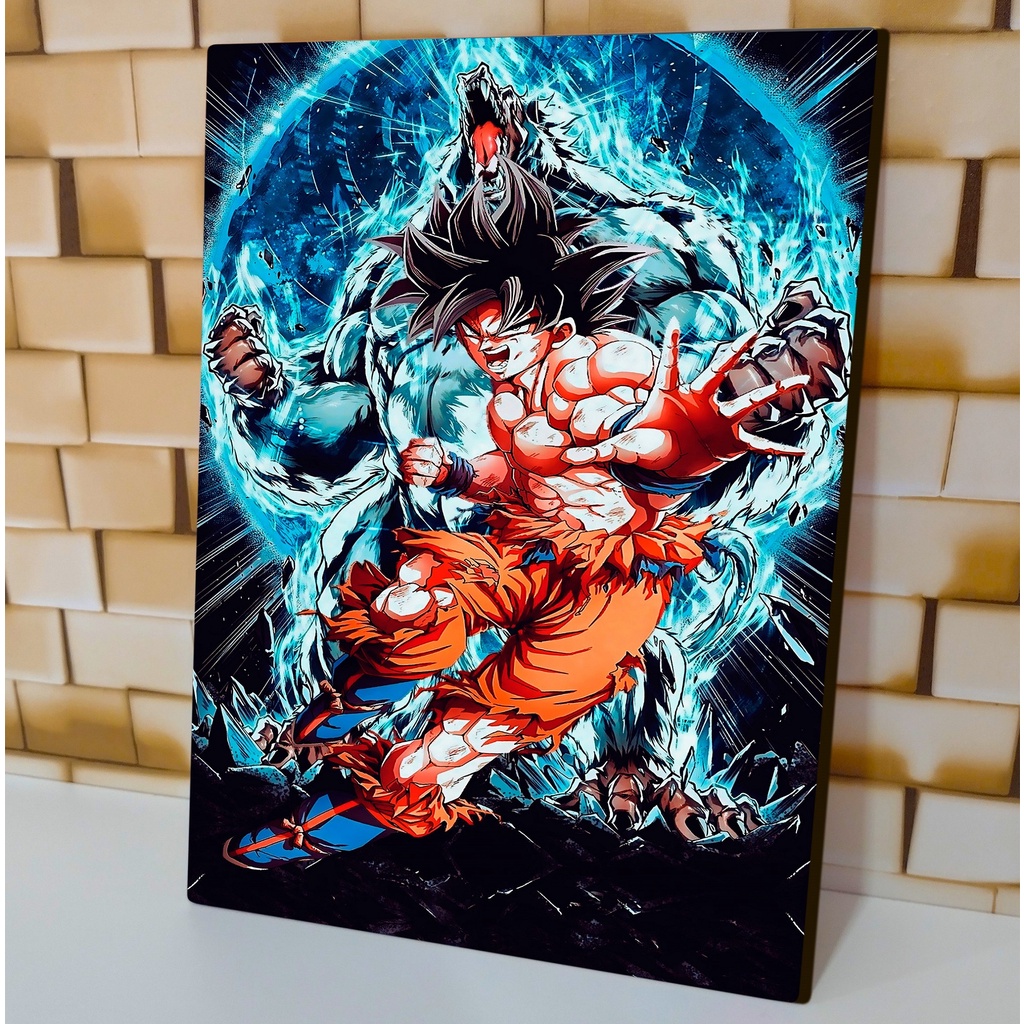 Quadro Dragon Ball Goku Deus Super Saiyajin 43x63cm - MDF