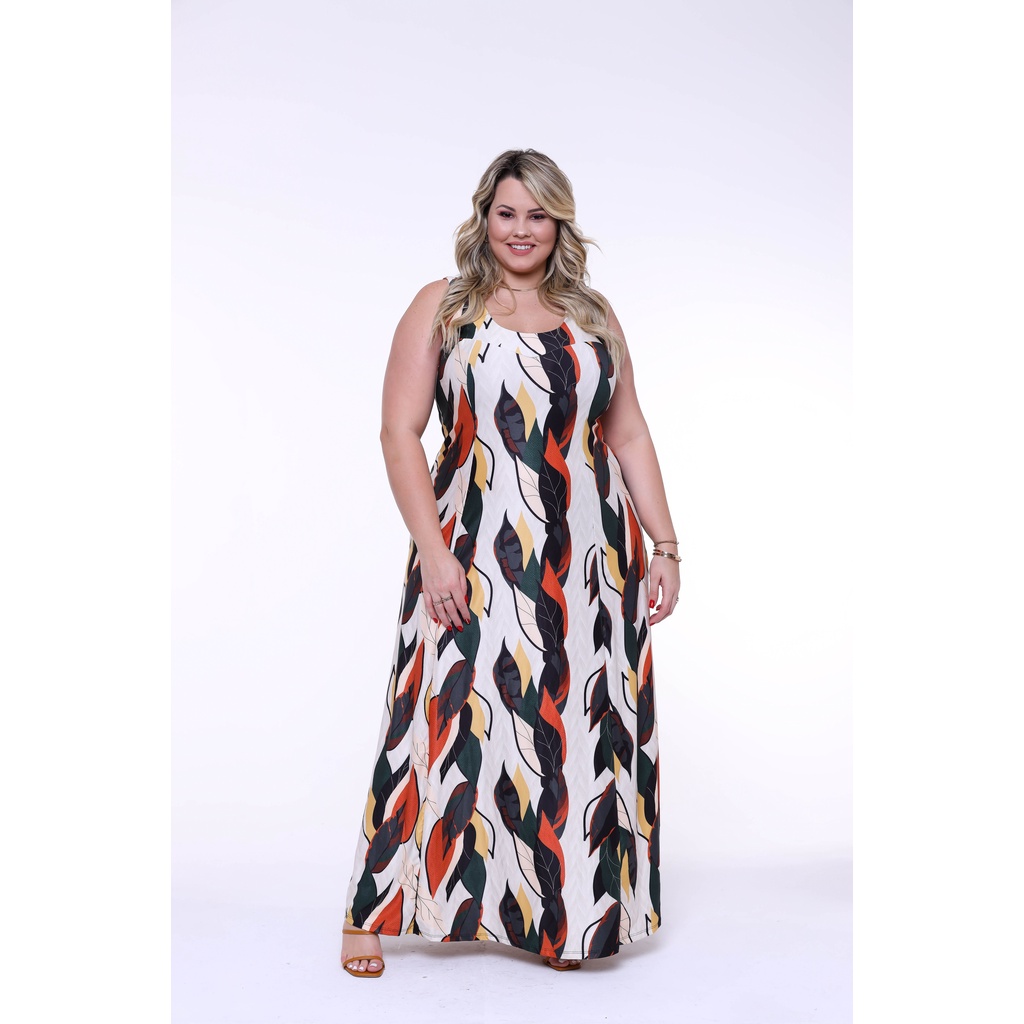 Moda plus size vestidos hot sale longos