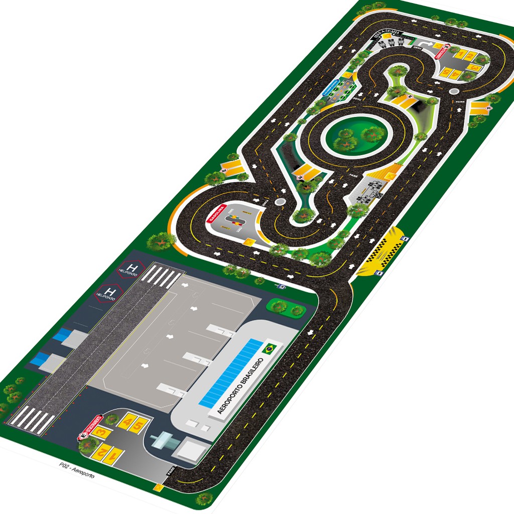 Pista Para Carrinhos Miniatura Corrida Velocidade 100x50cm - Loja PlimShop