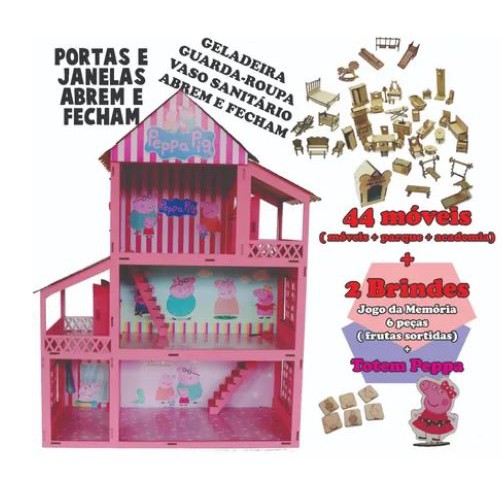 Casa Tema Similar Barbie Adesivada Pintada + 44 Móveis Mdf