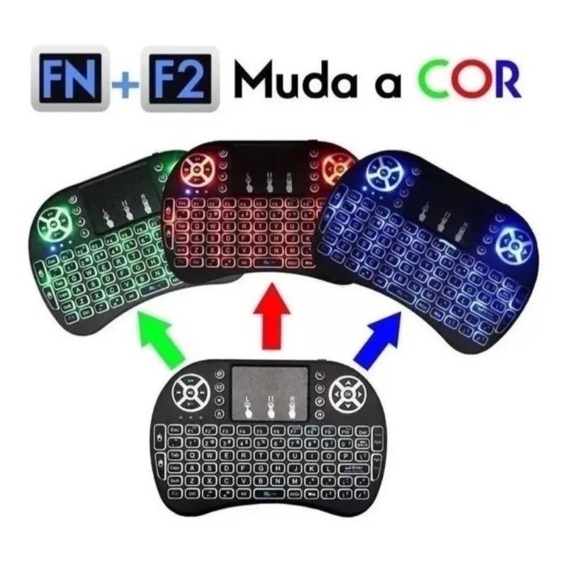 Mini Teclado Controle Usb Touchpad Smart Tv Tv Box Pc Ps3- Iluminado |  Shopee Brasil