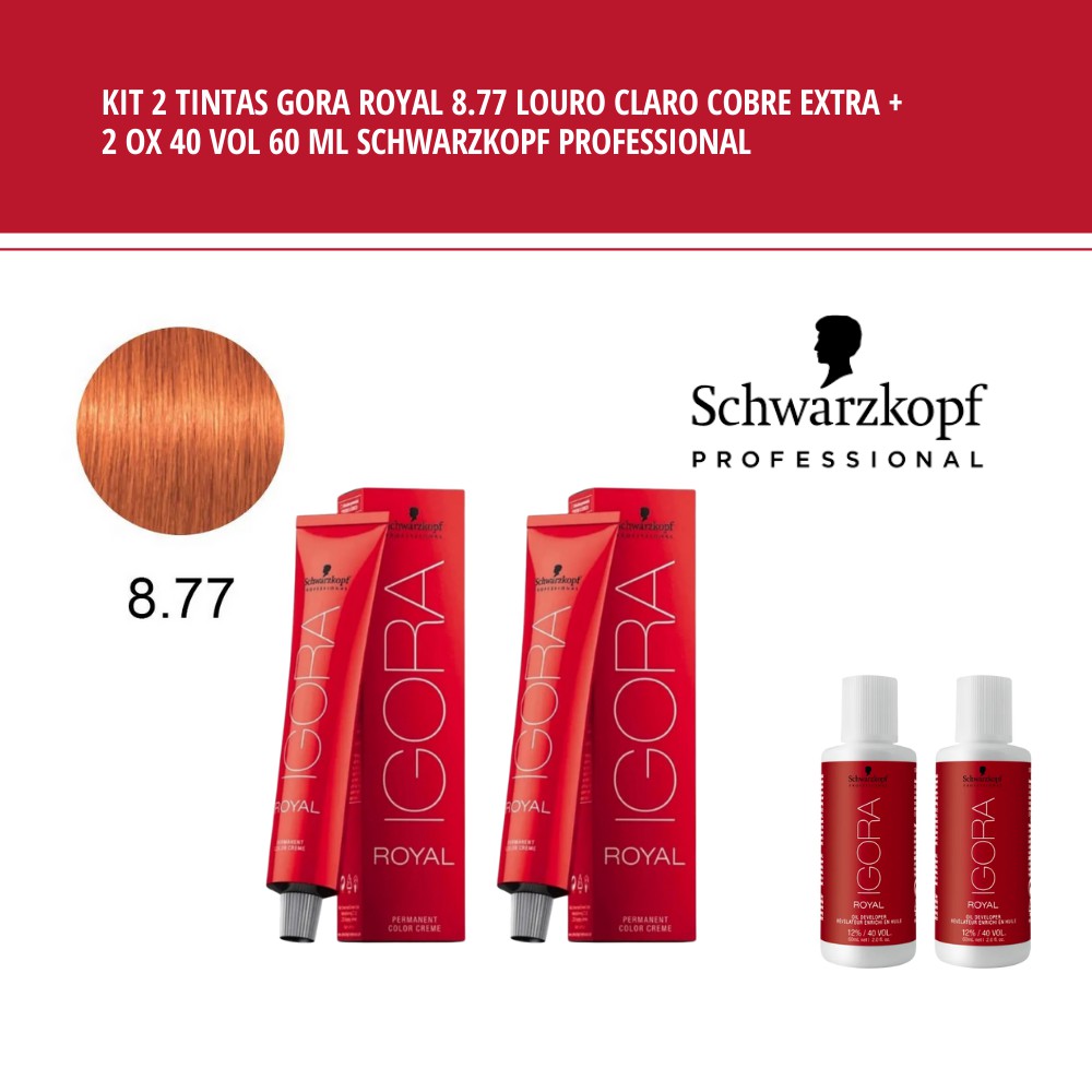 Igora Royal Kit para Coloração 2 Unidades - 8.77 Louro Claro Cobre Extra -  Igora Royal Kit para Coloração 2 Unidades - 8.77 Louro Claro Cobre Extra