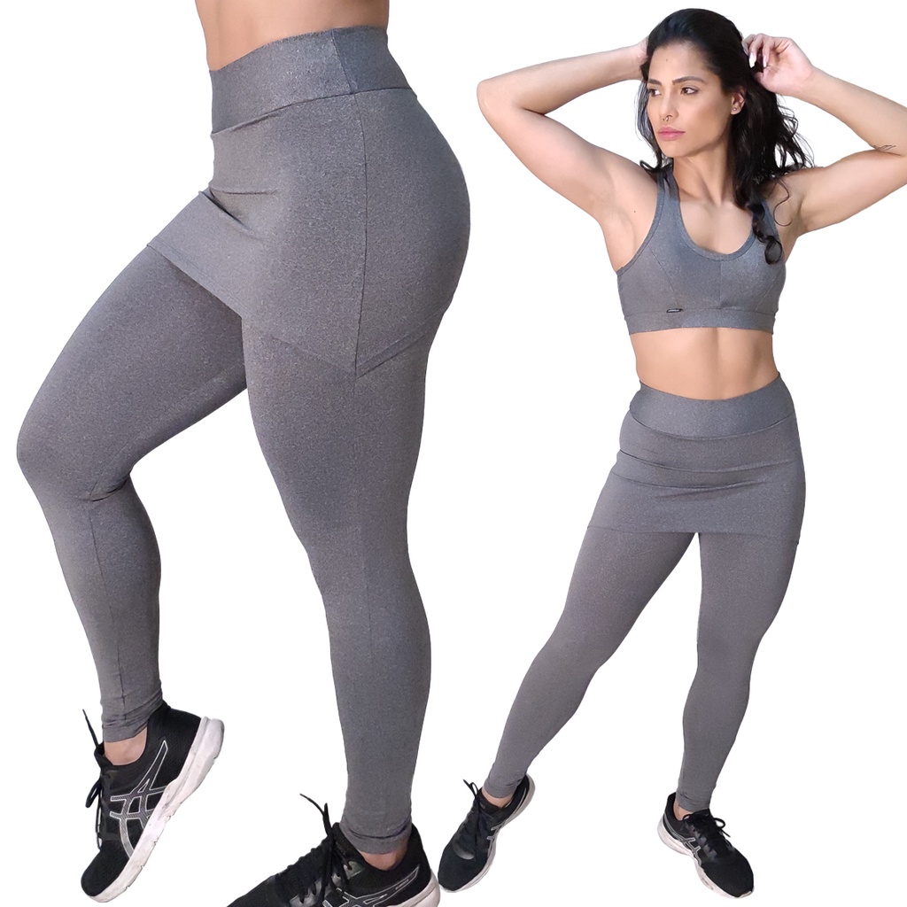 Calça legging store com saia sobreposta