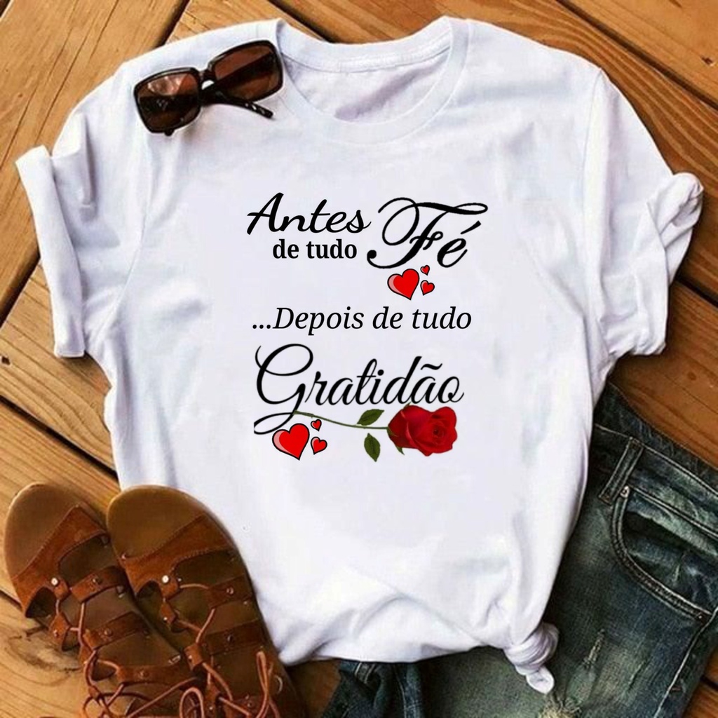 Blusas femininas evangelicas com hot sale frases