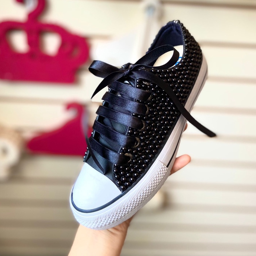 Customizar tenis branco com hot sale perola