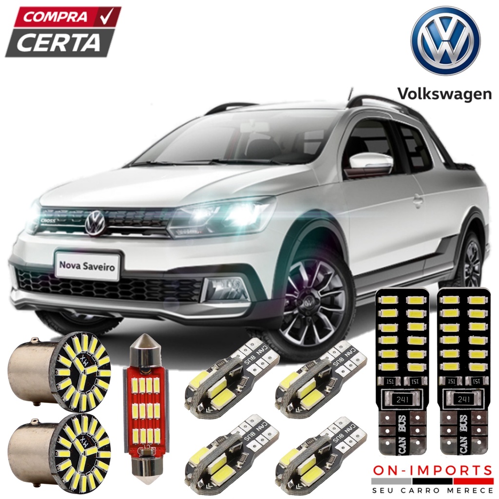 Kit Lâmpadas Led Premium Saveiro Cross 2020 2021 Teto Placa