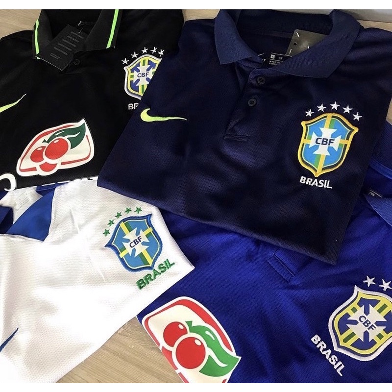 Camiseta Treino Seleção Brasileira Masculina 2022 Branca/Azul/Amarela/Preta