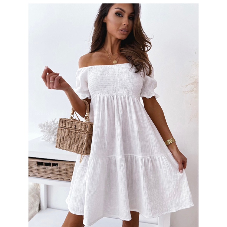 Vestido branco de praia 2024 curto