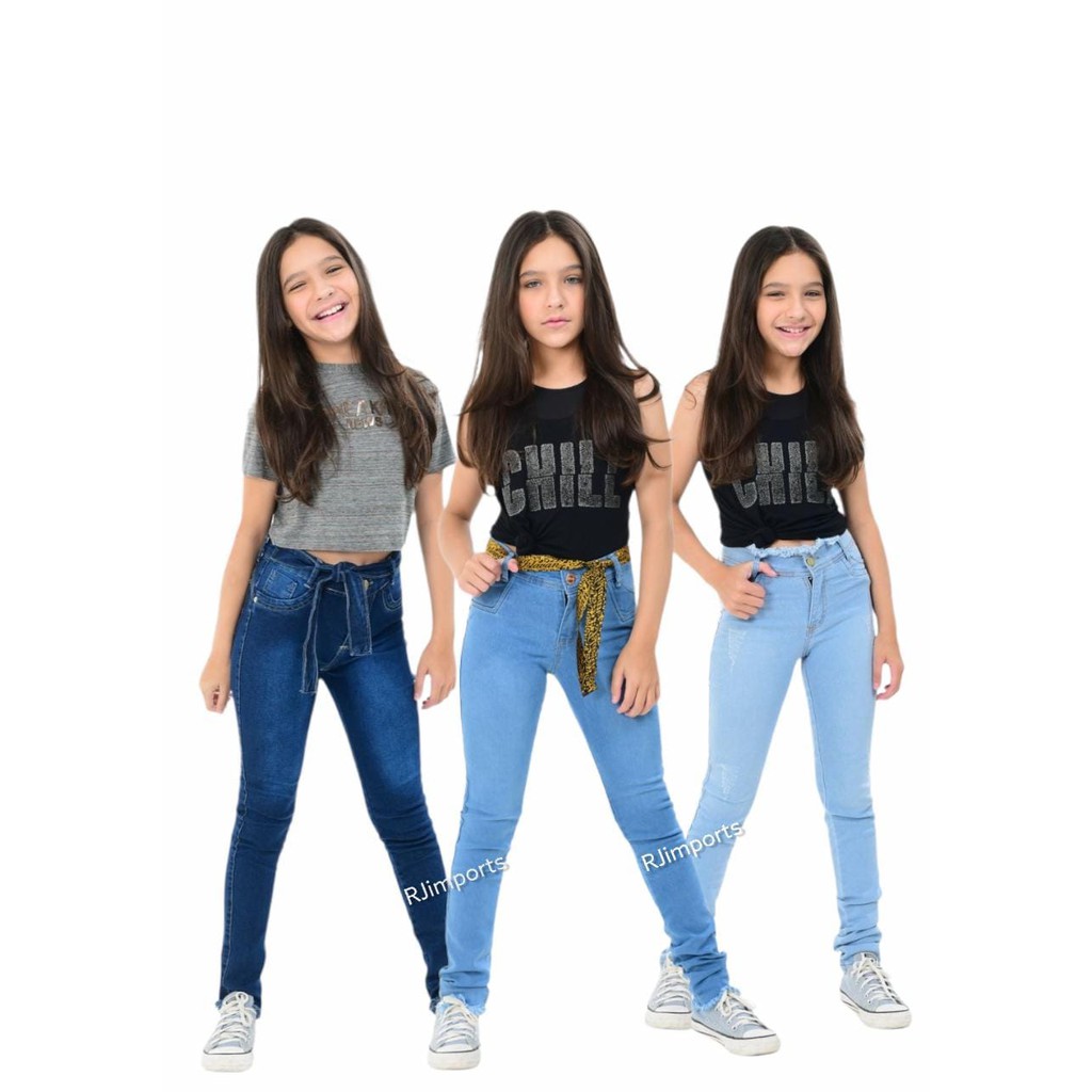 Calça Jeans Mom Brilho Moda Infantil Juvenil