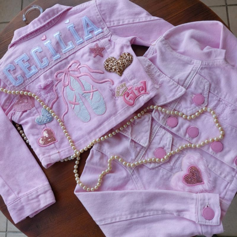 Jaqueta jeans rosa hot sale infantil