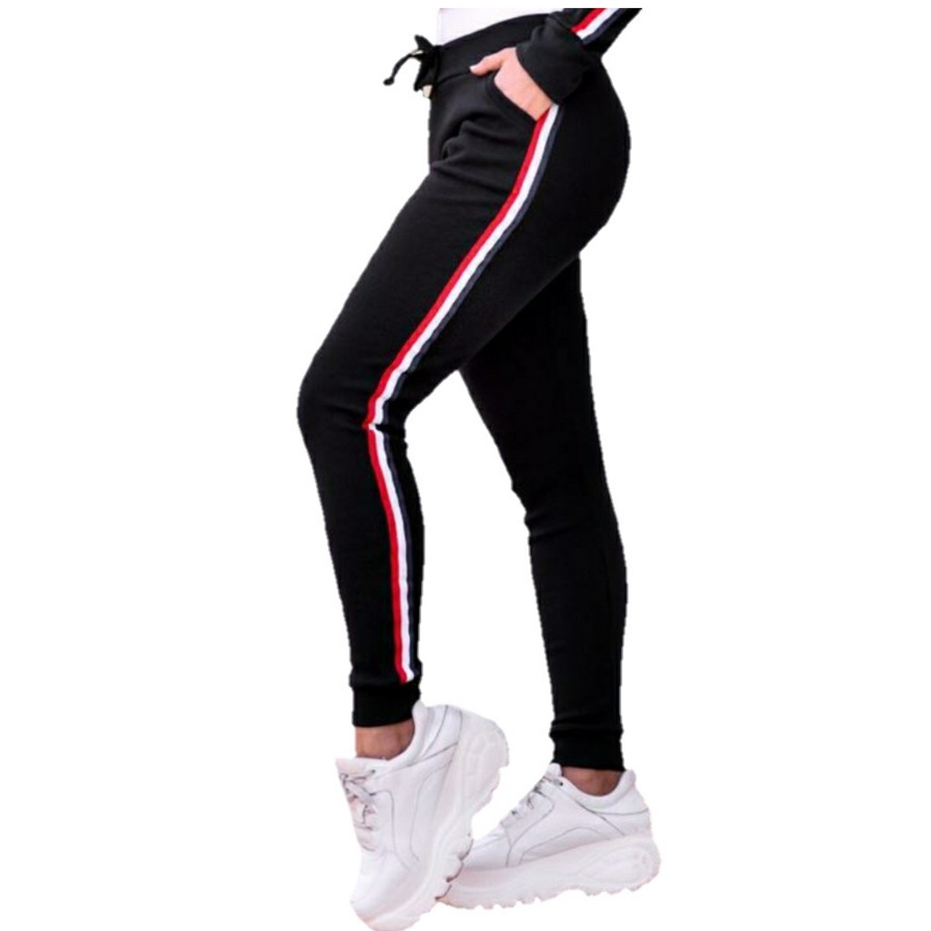 Calça Feminina Estilo Moletom Legging Ribana Listra Jogger!