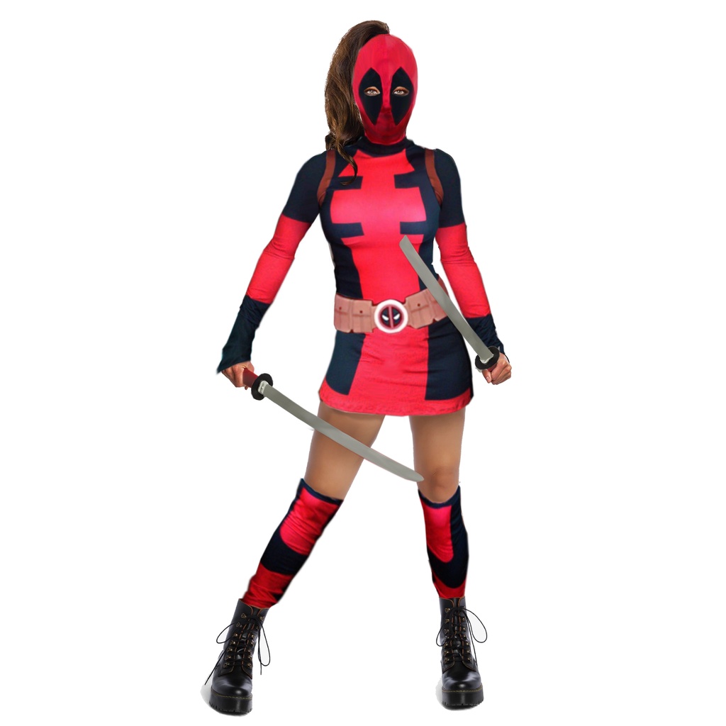 Fantasia Adulto Deadpool Feminino Sexy + 2Katanas | Shopee Brasil