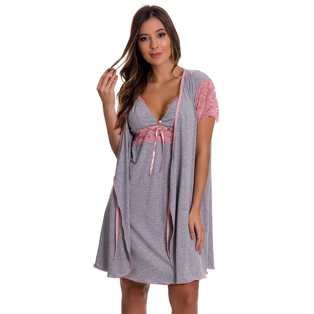 Roupão de renda transparente feminino, roupa de dormir sexy de bolinhas  transparente com renda de manga comprida para mulheres / Pijamas e  camisolas femininas