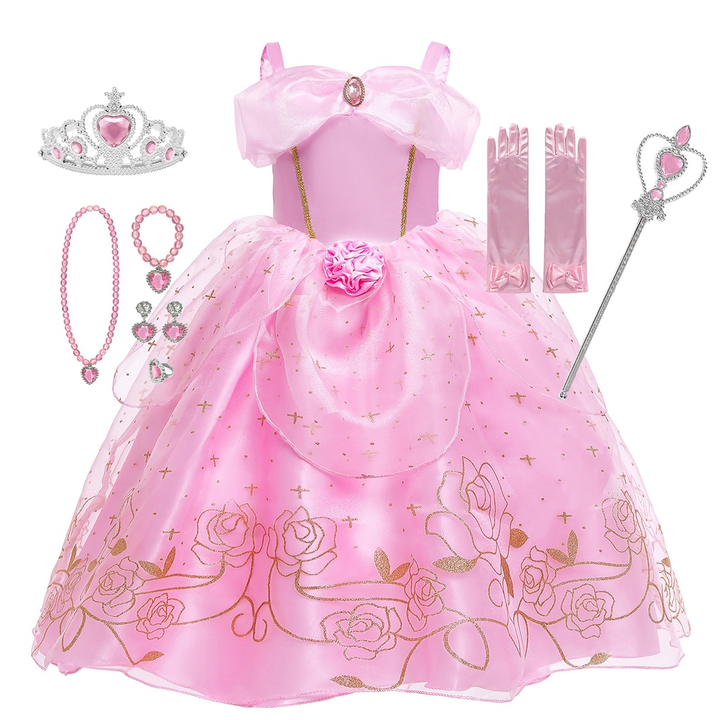 Crianças Cosplay Aurora Princesa Vestido Disney Dos Desenhos Animados Bela  Adormecida Traje Da Meninas De Festa De Aniversário