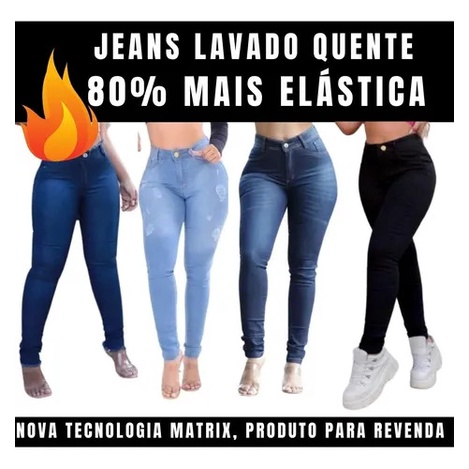 Calça jeans Feminina com Elastano Lycra Cintura Alta Levanta Bumbum