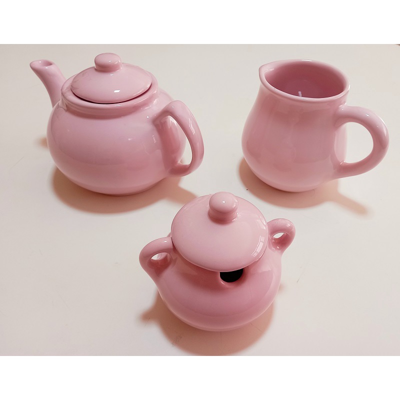 Conjunto de Chá em Porcelana com Bule Rosa Poá 700 ml