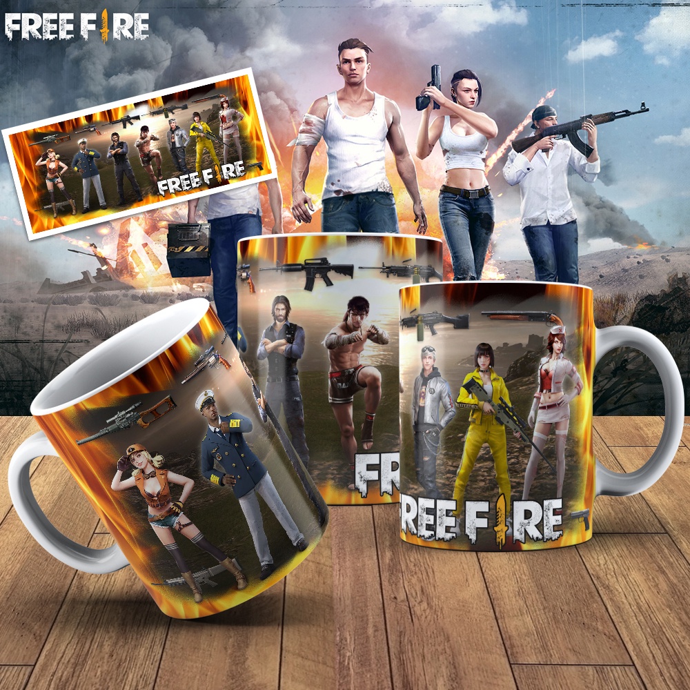 Caneca Gamer Jogo Free Fire Nome Personalizado