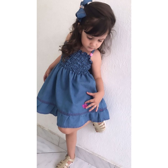 Vestido jeans store para bebe feminino