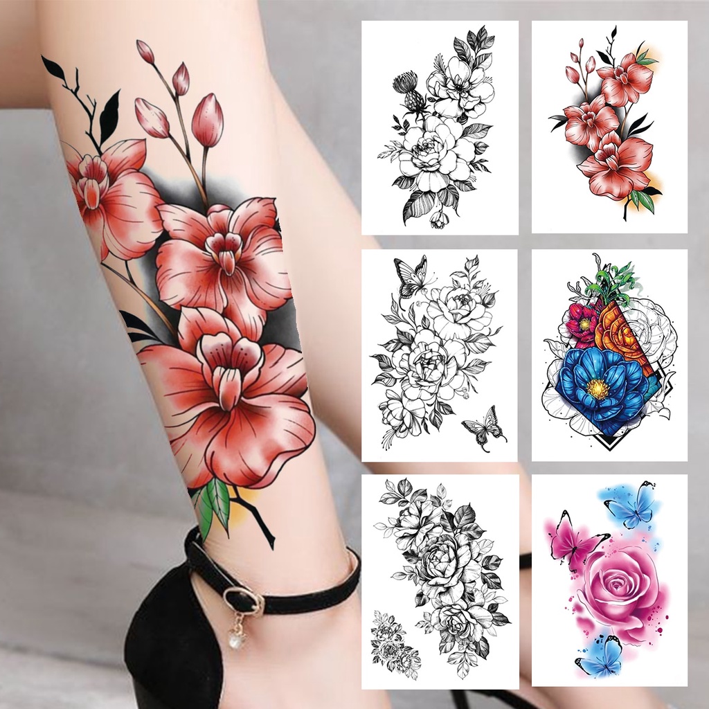 Adesivos De Tatuagem Temporária Com 25 Tipos, Plantas Para