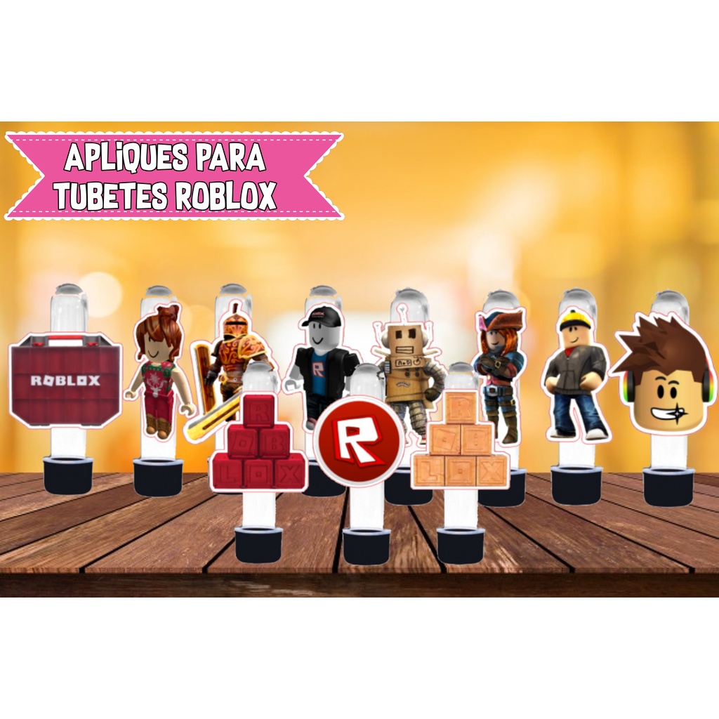 Tubete Roblox - Tubo 13 cm com Aplique Pct C/10 Unid