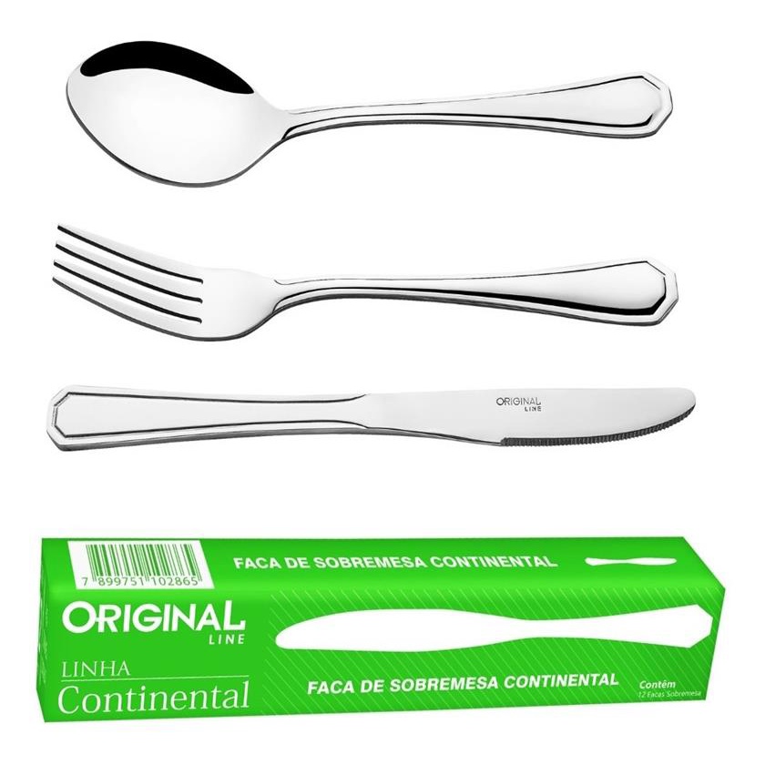 Jogo De Garfos De Mesa Inox 12pçs Talheres Continental