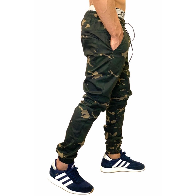 Calças Jeans Ar Masculina Jogger C Punho Lycra (Camuflada, P)