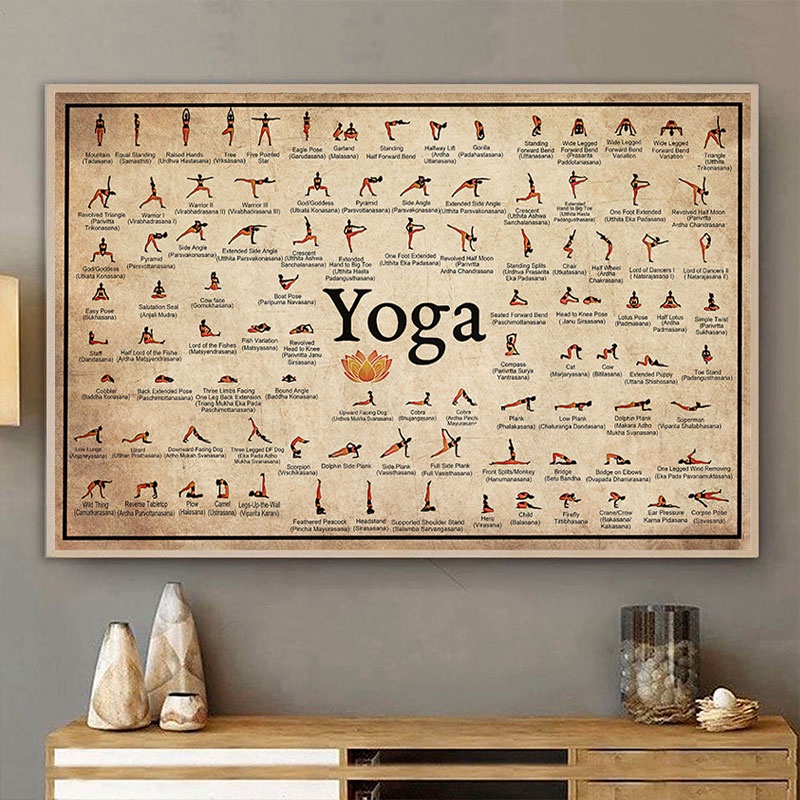 Pôster De Yoga Para Exercício De Casa Academia Ashtanga Cartaz De Saúde  Pôsteres Pintura Em Tela Impressão De Arte Na Parede Decoração Da Sala De  Estar
