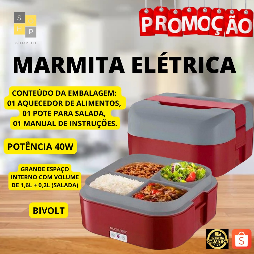 Marmita termica eletrica com divisoria e tomada come comida