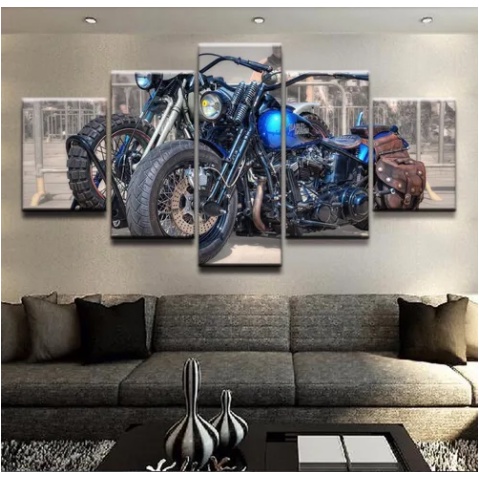 Quadro decorativo desenho moto Harley Davison marrom