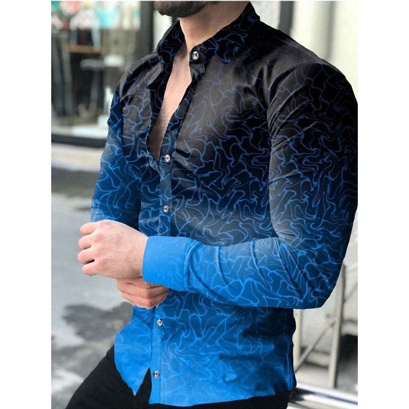 Camisa social masculina store manga longa estampada