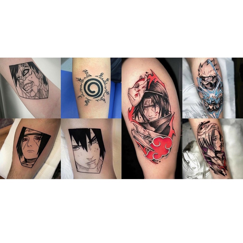 10 Pçs Anime Naruto Adesivo de Tatuagem Akatsuki Uchiha Itachi Pain  Sharingan Autocolantes para Tatuagem