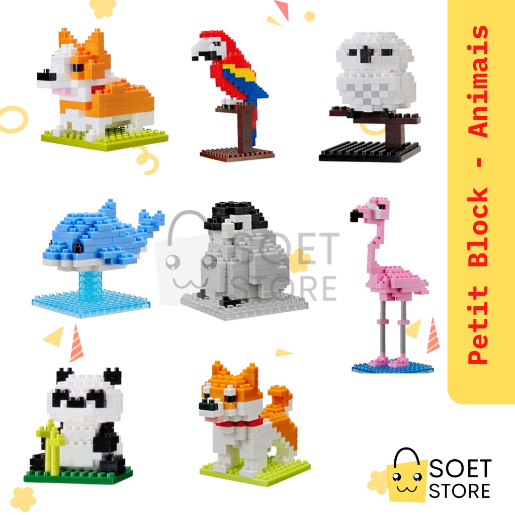 Mini Blocos de montar da Petit Block V rios Modelos Animais Daiso