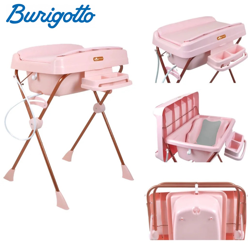 Banheira Bebe Burigotto Mon Amour Rosa com Trocador e Suporte | Shopee  Brasil