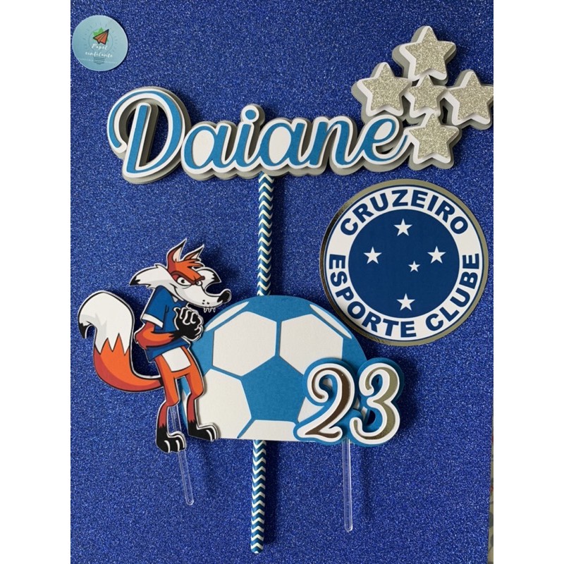 Topo Topper De Bolo Personalizado Futebol Cruzeiro