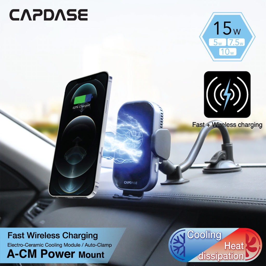 M-CM Power II Ceramic Cooling Fast Wireless Charging Magnetic Car Moun -  Capdase