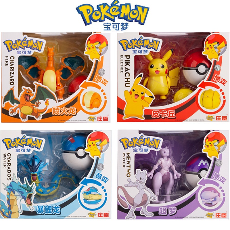 Pokemon brinquedos pokeball deformação anime figura de ação modelo caixa  original pikachu eevee squirtle charmander bulbasaur crianças presentes
