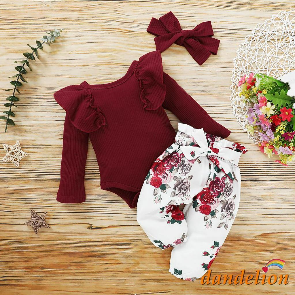 Conjunto de roupas Kawaii para bebês meninas de manga comprida com  suspensório floral e saias, macacão (marrom, 6 a 12 meses)