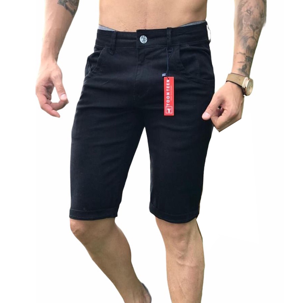 Bermuda masculina store jeans com lycra