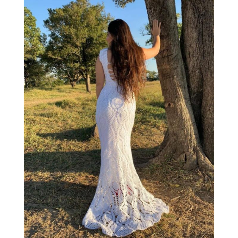 Vestido de croche 2024 para casamento civil