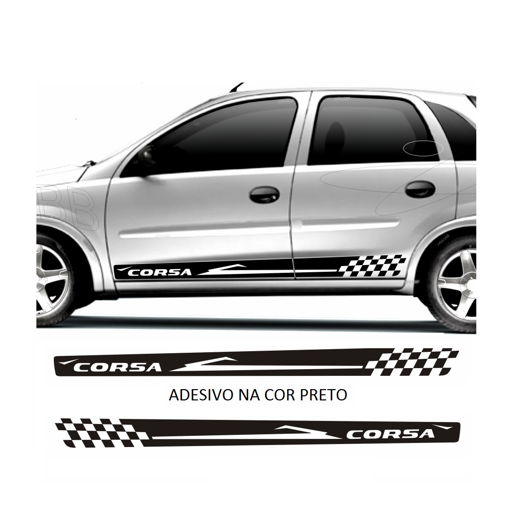 Kit 3 Adesivos Faixa Lateral Vw Gol Quadrado Racing