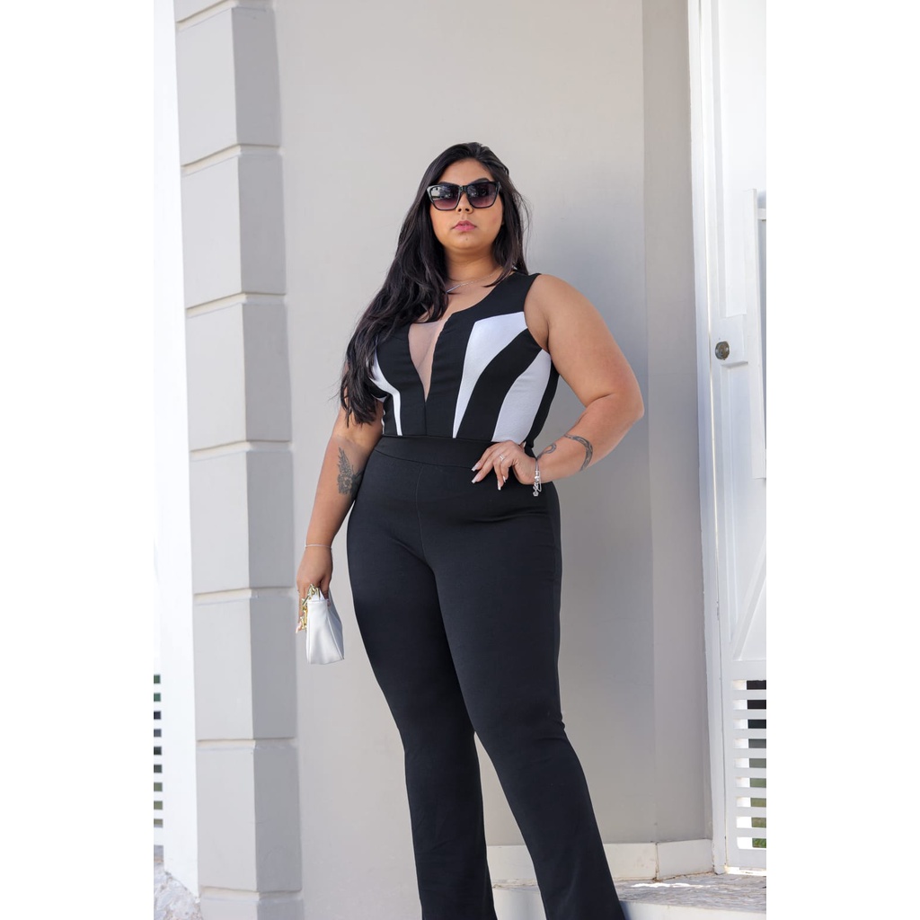 Macacão Longo Comfy Black Plus Size - Chic e Elegante