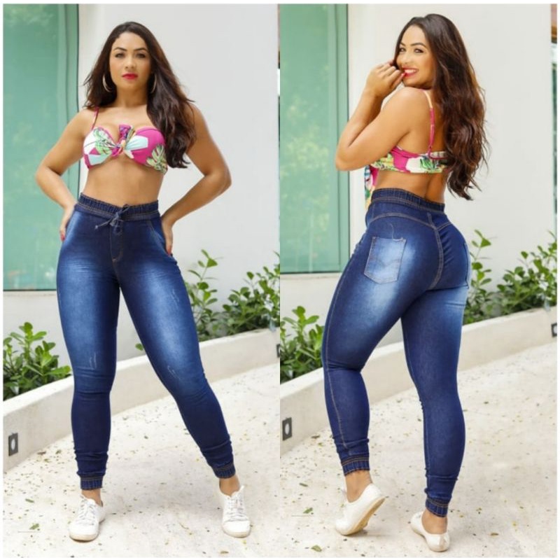 Calça Feminina Jeans Mom Moda Rasgos Luxo Cintura Alta