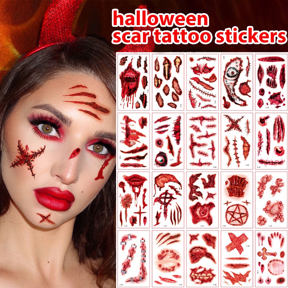Etiquetas da cara do Dia das Bruxas - maquiagem Halloween