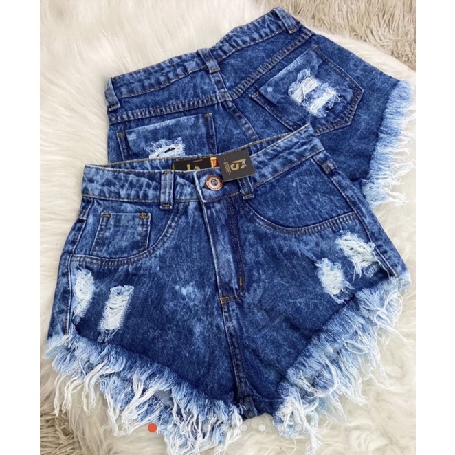 Short Feminino Jeans Short Curto Jeans Rasgado Feminino da Moda