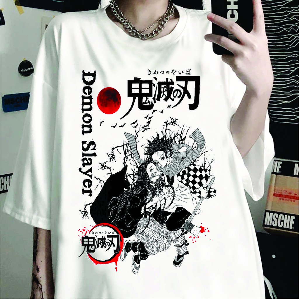 Anime Desenho Camiseta Kimetsu No Yaiba Roupas Streetwear Estampa