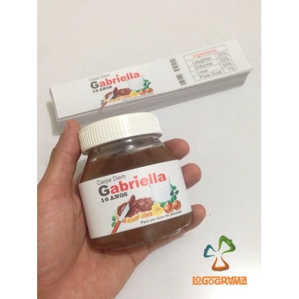 Rótulo adesivo personalizado para pote de Mini Nutella 25g / 30g