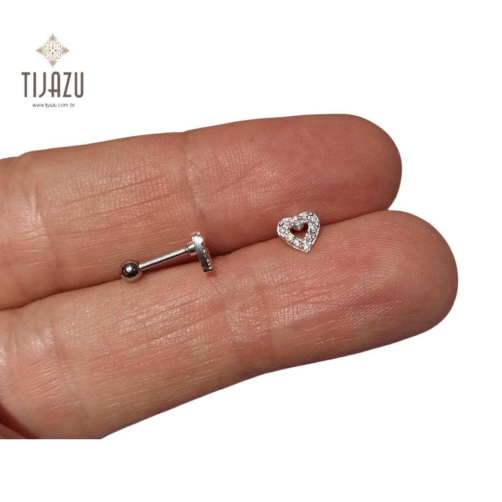 Piercing Tragus Cartilagem Raio Cravejado Prata 925